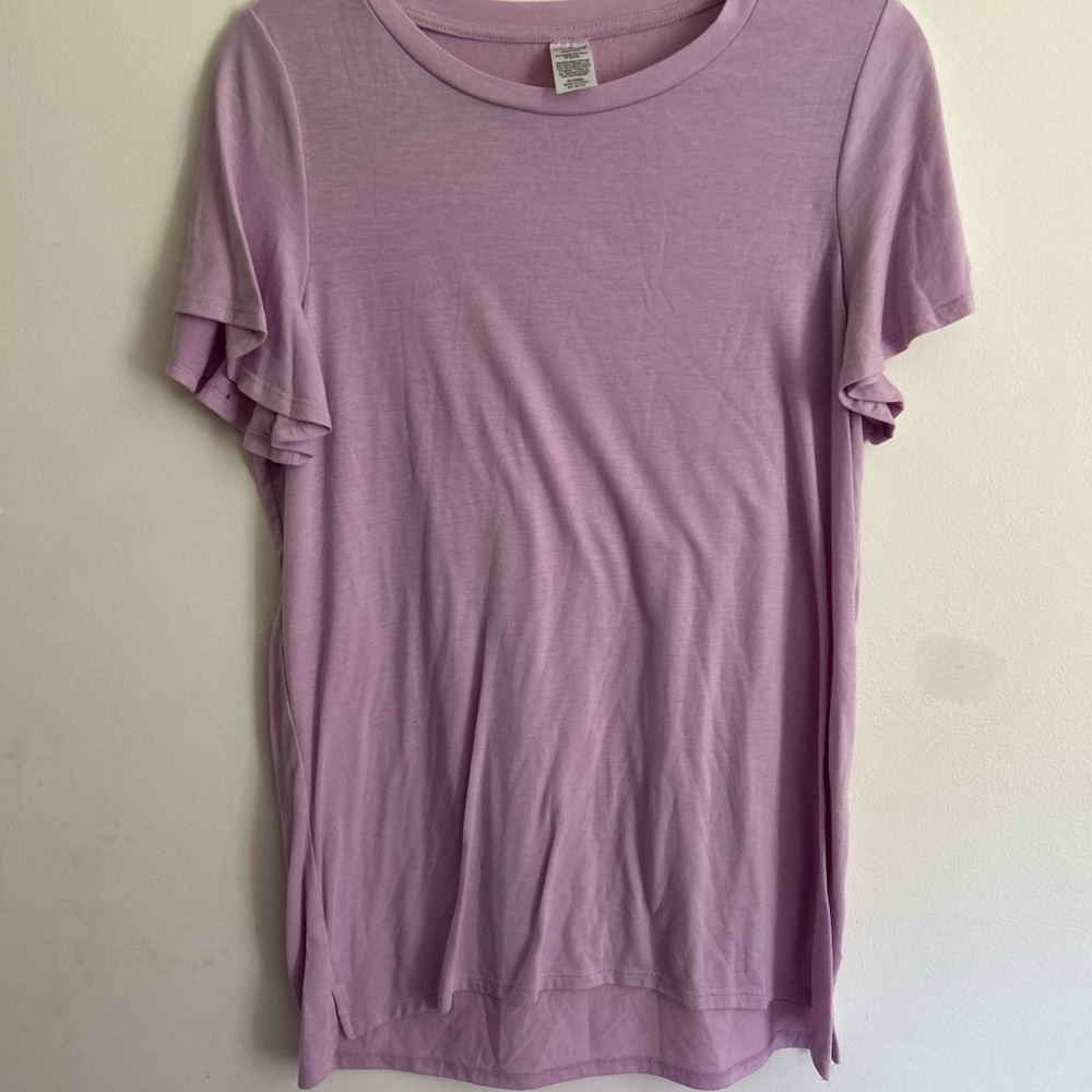 West Loop Purple Ruffled Short Sleeve T-Shirt